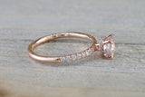 Victoria 14k Gold Round Morganite Diamond Under Halo Ring Engagement M3002