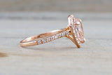 Gold Pear Morganite Diamond Halo Engagement Ring ASPER1430053