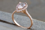 Gold Pear Morganite Diamond Halo Engagement Ring ASPER1430053