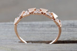 14k Rose Gold Infinity Twist Arrow Crossover Triangle Diamond Engagement Band Brilliant Cut
