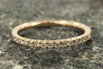 14k Rose Gold Dainty Thin Diamond Engagement Wedding Band Ring Brilliant Cut