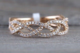 14k Rose Gold 3/4 Diamond Infinity Intertwined Twist Braid Band Promise Ring
