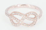 18k Rose Gold Diamond Infinity Intertwined Twist Love knot Love Band Promise Ring