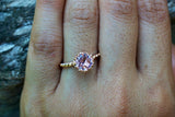 Melrose 14k Rose Gold Round Morganite Pinkish Halo Engagement Ring Crown Vintage 7mm