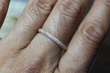 14k Rose Gold Micro Pave Dome Design Dainty Thin Diamond Engagement Band Brilliant Cut