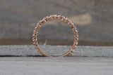 14k Rose Gold Diamond Band Ring 3/4 Engagement Wedding Love Promise Criss Cross Wave Staggered Up Down Art Deco Vintage Stack