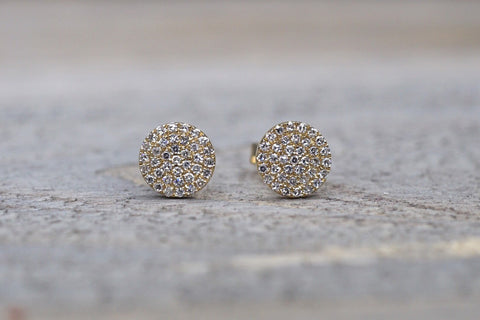 Round Pave Diamond Disc Studs