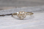 14kt Yellow Gold Diamond Rose Flower Plumeria Petal Floral