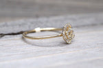 14kt Yellow Gold Diamond Rose Flower Plumeria Petal Floral
