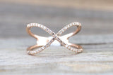 X Cross 14k Rose Gold Diamond Adjustable Love Promise Ring Band Shaped Large Fashion 0.30 carats