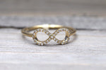 14k Yellow Gold Diamond Pave Polished Infinity Love Symbol Ring Band Promise Anniversary Index Finger