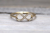 14k Yellow Gold Diamond Pave Polished Infinity Love Symbol Ring Band Promise Anniversary Index Finger