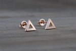 14k Rose or Yellow Gold Pyramid Triangle Stud Earring Studs Open