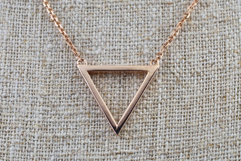 14k Rose Gold Open Triangle Pendant Necklace