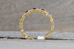 14k Yellow Gold Square Princess Cut Red Ruby FULL Eternity Gemstone Diamond Vintage Antique Classic Band Ring Style Design Art Deco Chic
