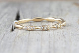 14kt Yellow Gold Diamond Ring Marquis Design Antique Crown Vintage Design Rope Classic Milgrain Infinity Etching Bezel Eternity Stackable