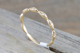 14kt Yellow Gold Diamond Ring Marquis Design Antique Crown Vintage Design Rope Classic Milgrain Infinity Etching Bezel Eternity Stackable