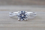Gold Infinity Twist Moissanite Engagement Ring Charles & Colvard M3085 Lab Grown Diamond