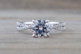 Gold Infinity Twist Moissanite Engagement Ring Charles & Colvard M3085 Lab Grown Diamond