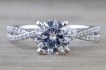 Gold Infinity Twist Moissanite Engagement Ring Charles & Colvard M3085 Lab Grown Diamond