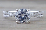 Gold Infinity Twist Moissanite Engagement Ring Charles & Colvard M3085 Lab Grown Diamond