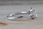 Lab Grown Diamond Clover Halo Cushion Moissanite Diamond Engagement Ring M3065