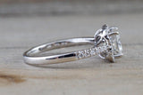 Lab Grown Diamond Clover Halo Cushion Moissanite Diamond Engagement Ring M3065