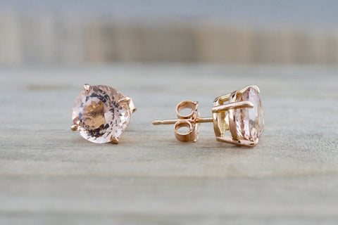 Rounds Morganite Studs 8mm