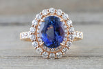 18k Rose Gold Double Oval Tanzanite Diamond Halo Engagement Ring ASP010015
