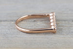 14kt Rose Gold Rose Cut Champagne Diamond Ring Band Square Design Engagement Stack Dainty