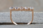 14kt Rose Gold Rose Cut Champagne Diamond Ring Band Square Design Engagement Stack Dainty