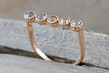 14kt Rose Gold Rose Cut Champagne Diamond Ring Band Square Design Engagement Stack Dainty