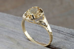 14k Yellow Gold Oval Imperial Topaz Hammered Vintage Art Deco Engagement Anniversary Promise Ring