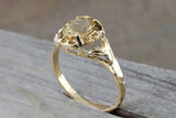 14k Yellow Gold Oval Imperial Topaz Hammered Vintage Art Deco Engagement Anniversary Promise Ring