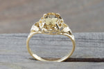 14k Yellow Gold Oval Imperial Topaz Hammered Vintage Art Deco Engagement Anniversary Promise Ring