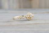 Vermont 14K Yellow Gold Classic Chocalate Diamond Engagement Wedding Promise Vintage Classic Cute Ring Band Arch Shaped