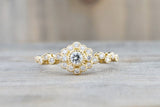 Vermont 14K Yellow Gold Classic Diamond Engagement Wedding Promise Vintage Classic Cute Ring Band Arch Shaped