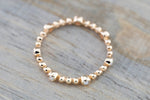 14k Rose Gold Diamond Bezel Bead Full Eternity Staggered Stackable Dainty Ring Band Wedding