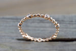 14k Rose Gold Diamond Bezel Bead Full Eternity Staggered Stackable Dainty Ring Band Wedding