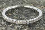 18k White Gold Dainty Thin Diamond Engagement Band Brilliant Cut