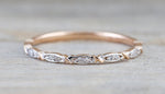 14k Rose Gold Round Cut Diamond Engagement Pave Stackable Stacking Promise Ring Anniversary Fashion Dainty Thin