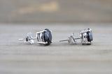 14k Solid White Gold Black Onyx Earring Studs Post Push Back Square