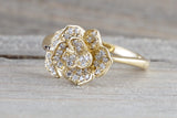 14kt Yellow Gold Diamond Flower Petal Floral Band Promise Ring Anniversary