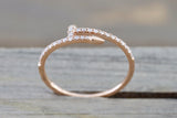 14k Solid Rose Gold Diamond Nail Fashion Ring Band Dainty Stackable Stacking