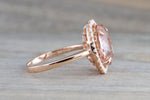 14k Rose Gold Oval Morganite Diamond Halo Ring 11x9mm