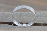 18k White Gold Pave Flat Band Stackable 3.2mm