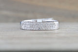 18k White Gold Pave Flat Band Stackable 3.2mm