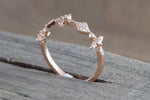 14k Rose Gold Diamond Vintage Sodeways Cross Art Deco Band Ring Wedding