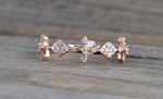 14k Rose Gold Diamond Vintage Sodeways Cross Art Deco Band Ring Wedding