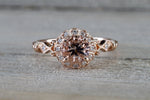 Clovis Art Deco Round Shape Morganite Ring M3066